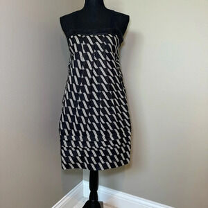 Anthropologie Maeve 100% linen abstract a-line dress with pockets and side zip